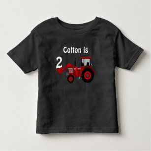Fun "Age" and "Name" Red Tractor Birthday Toddler T-Shirt