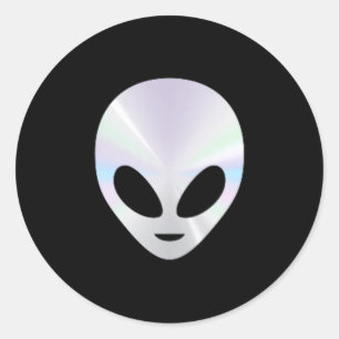 Fun Alien Head Cute Alien Funny UFO Women Men Classic Round Sticker