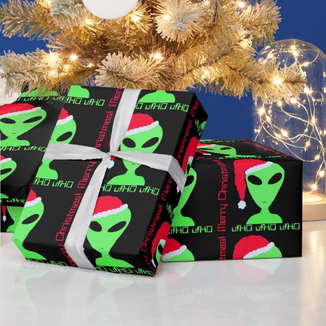 Fun Alien Santa Geek Humour LGM Christmas Wrapping Paper (Holidays)
