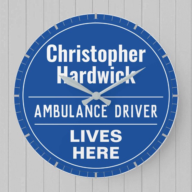 Fun Ambulance Driver Wall Plaque Style Large Clock (Creator Uploaded)