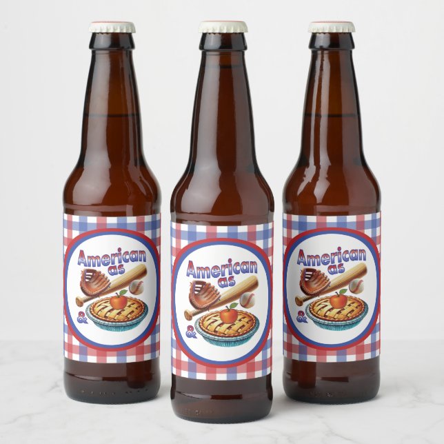 Fun American as Baseball & Apple Pie  Beer Bottle Label (Bottles)
