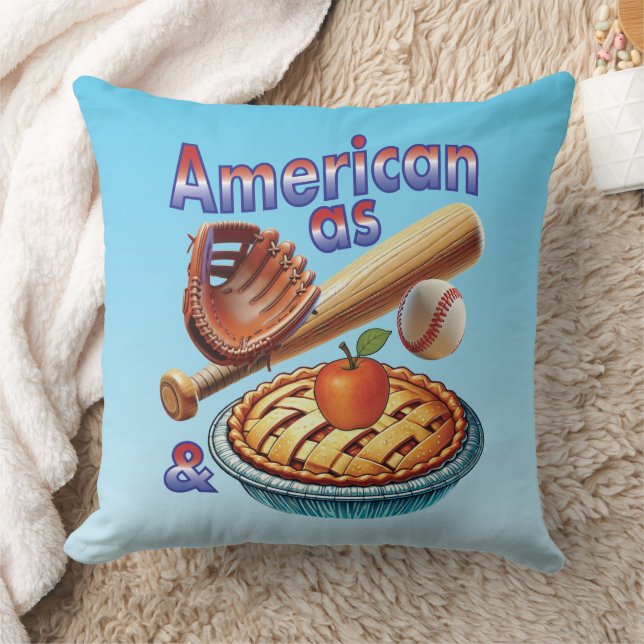 Fun American as Baseball & Apple Pie  Cushion (Blanket)