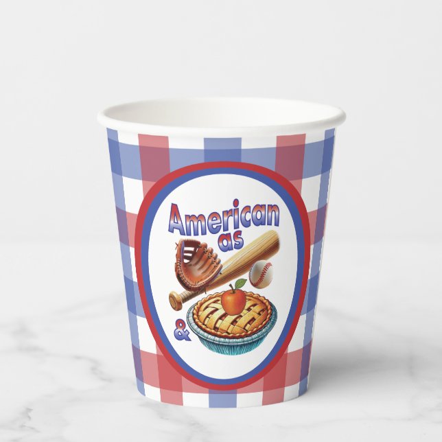 Fun American as Baseball & Apple Pie  Paper Cups (Back)