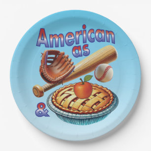 Fun American as Baseball & Apple Pie  Paper Plate