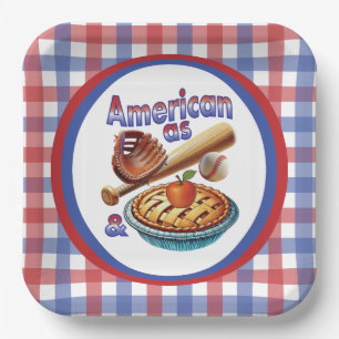 Fun American as Baseball & Apple Pie  Paper Plate
