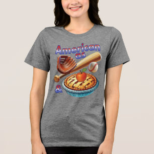 Fun American as Baseball & Apple Pie  Tri-Blend Shirt