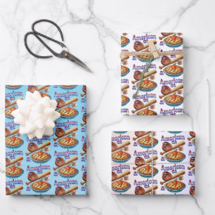 Fun American as Baseball & Apple Pie  Wrapping Paper Sheet
