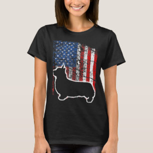 Fun American Flag Cardigan Welsh Corgi Dog T-Shirt