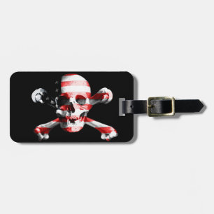 Fun American Pirate Skull Custom Name and Address Luggage Tag