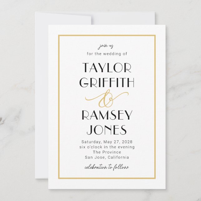Fun Ampersand Editable Colour Wedding Invitation (Front)