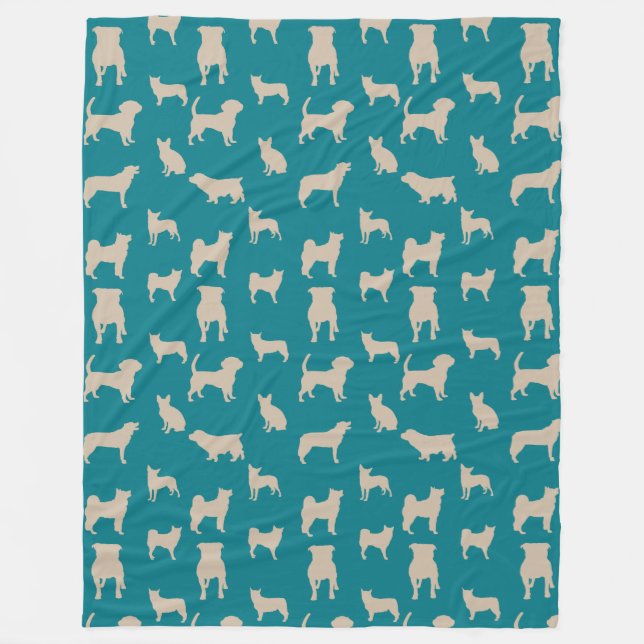 Fun and Adorable Pet Dogs and Puppies Pattern Fleece Blanket (Front)