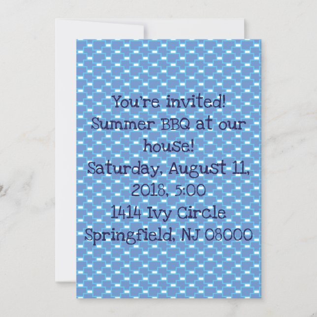 Fun and bright coloured square pattern invitation (Front)