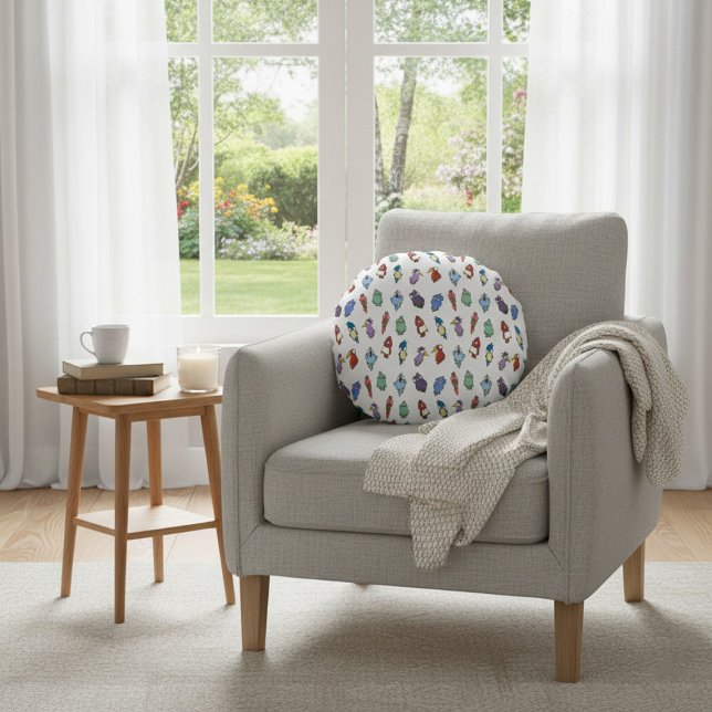 Fun and Colourful Decorative  Round Cushion (Creator Uploaded)