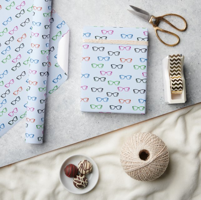 Fun and Colourful Eyeglass Spectacles Art Pattern Wrapping Paper (Crafts)