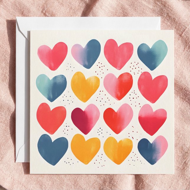Fun and colourful hearts note card (Fun and colorful hearts note card.)