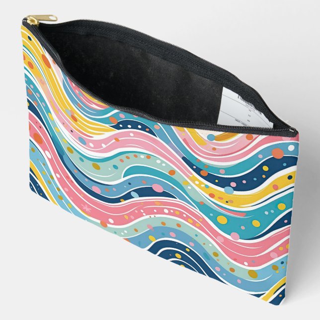 Fun and Colourful Hippie Abstract Art Accessory Pouch (Open)