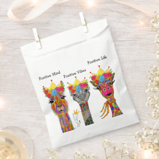 Fun and Colourful Llama, Giraffe, Ostrich Favour B Bags