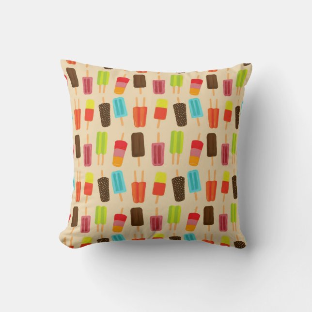 Fun and Colourful Popsicles Retro Pattern Cushion (Front)