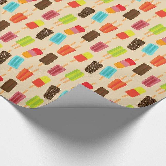 Fun and Colourful Popsicles Retro Pattern Wrapping Paper (Corner)