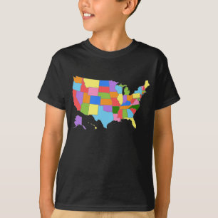 Fun and Colourful Rainbow Map of the USA T-Shirt