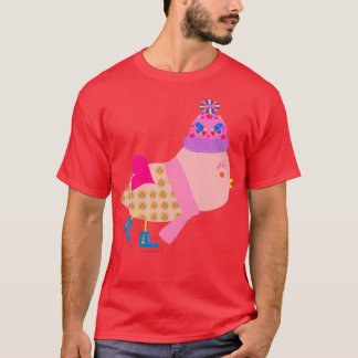 Fun and cute bird ice skating 2 T-Shirt