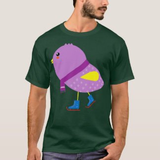 Fun and cute bird ice skating 3 T-Shirt