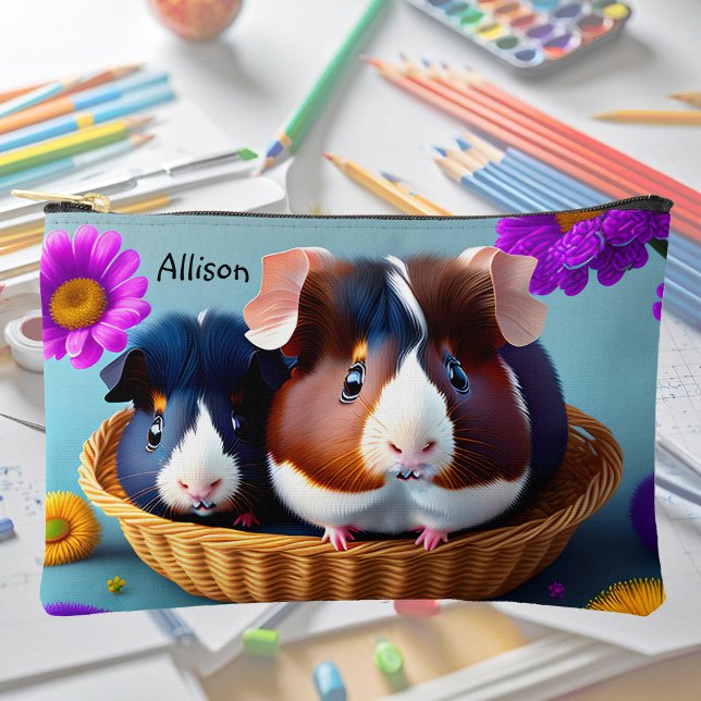 Fun and cute guinea pigs, personalizable  accessory pouch (Creator Uploaded)