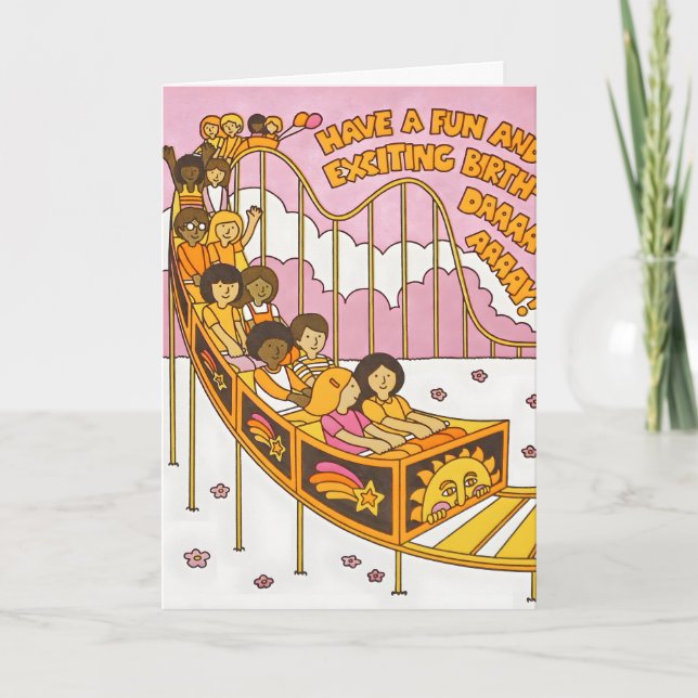 Fun and Exciting Birthday Rollercoaster Card (Front)