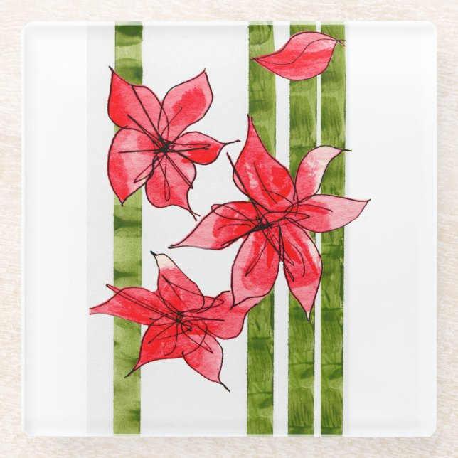 FUN AND FABULOUS POINSETTA CHRSITMAS COASTER (Front)