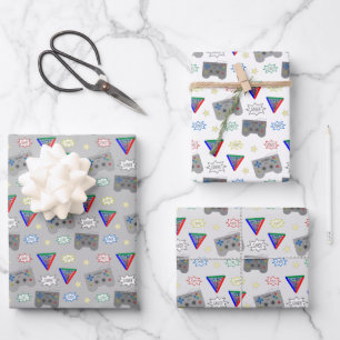 Fun and Fancy 3 System Gamer Wrapping Paper Sheet