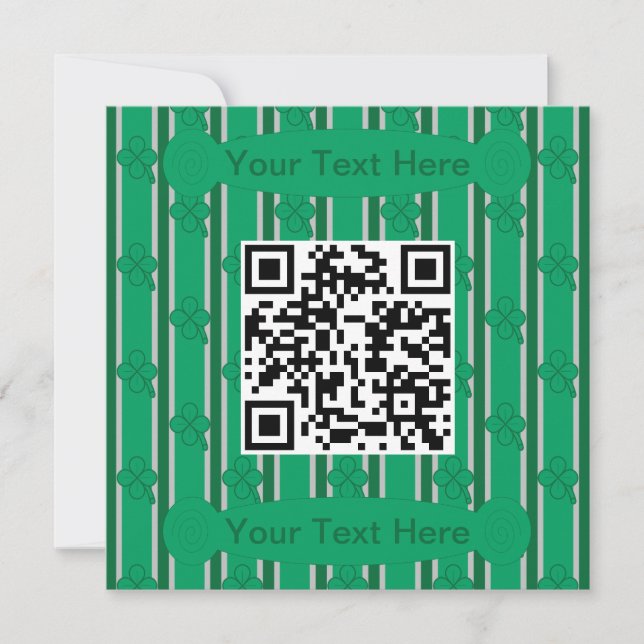 Fun and Fancy 4 Leaf Clover QR Code Invitation (Front)