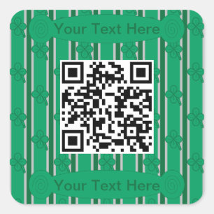 Fun and Fancy 4 Leaf Clover QR Code Square Sticker