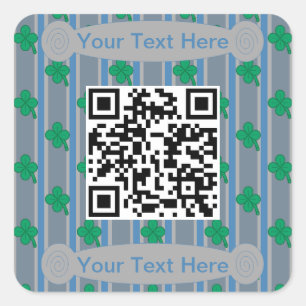 Fun and Fancy 4 Leaf Clover QR Code Square Sticker
