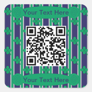 Fun and Fancy 4 Leaf Clover QR Code Square Sticker