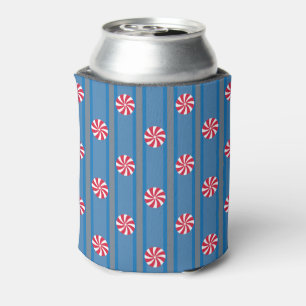 Fun and Fancy Blue Christmas Peppermint Candy Can Cooler