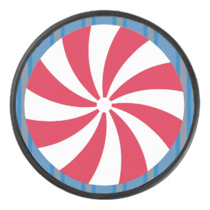 Fun and Fancy Blue Christmas Peppermint Candy Hockey Puck