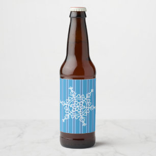 Fun and Fancy Blue Snowflake Beer Bottle Label
