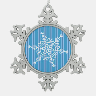 Fun and Fancy Blue Snowflake Pewter Christmas Ornament