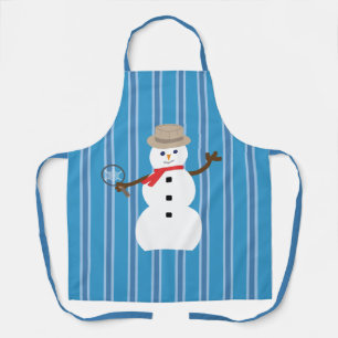 Fun and Fancy Blue Snowman Detective Apron