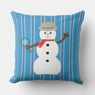 Fun and Fancy Blue Snowman Detective Cushion