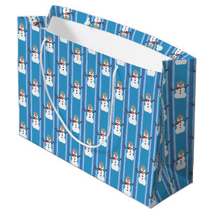 Fun and Fancy Blue Snowman Detective Large Gift Bag