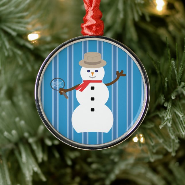Fun and Fancy Blue Snowman Detective Metal Tree Decoration (Tree)