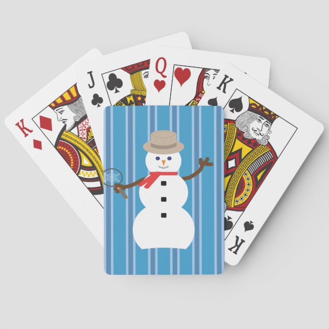 Fun and Fancy Blue Snowman Detective Playing Cards (Back)