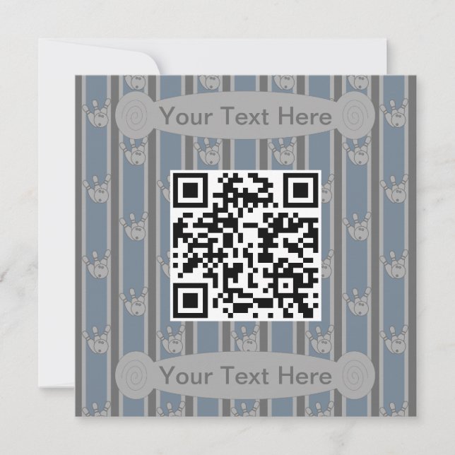 Fun and Fancy Bowling QR Code Invitation (Front)