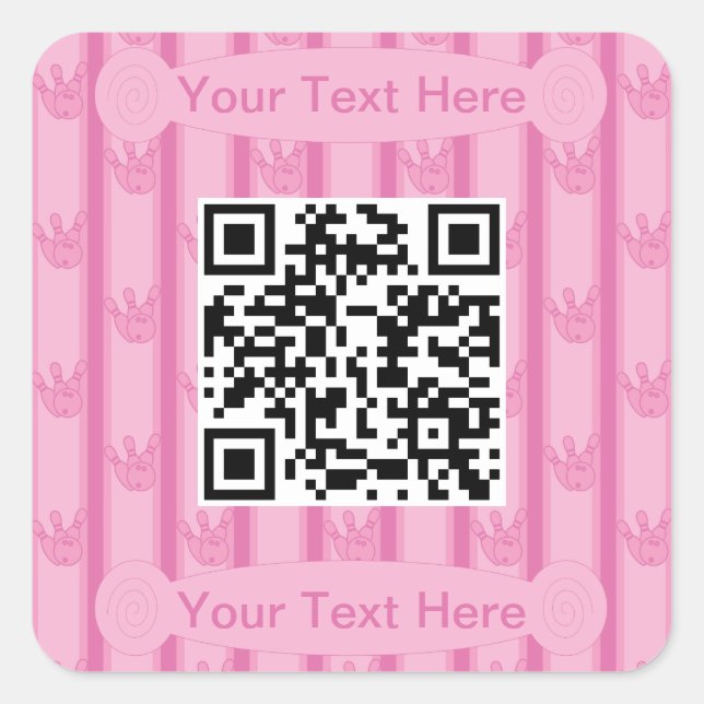 Fun and Fancy Bowling QR Code Square Sticker (Front)