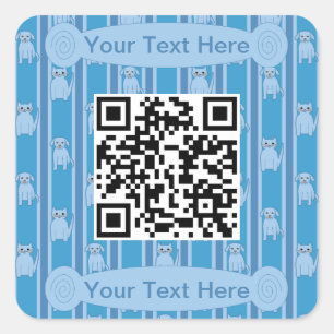 Fun and Fancy Cat and Dog QR Code Square Sticker