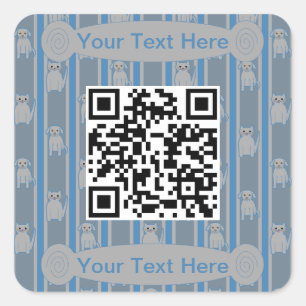 Fun and Fancy Cat and Dog QR Code Square Sticker