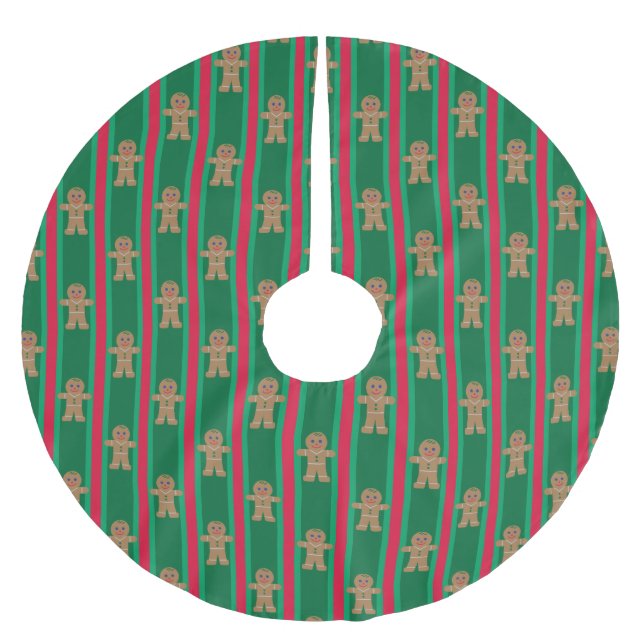 Fun and Fancy Christmas Gingerbread Man Brushed Polyester Tree Skirt (Front)