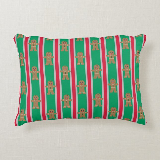 Fun and Fancy Christmas Gingerbread Man Decorative Cushion (Front)