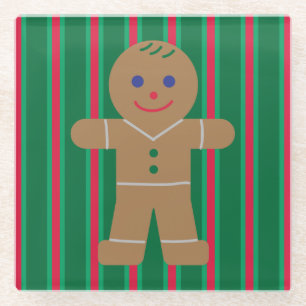 Fun and Fancy Christmas Gingerbread Man Glass Coaster